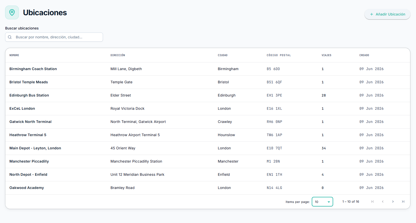 Transitour ubicaciones screen